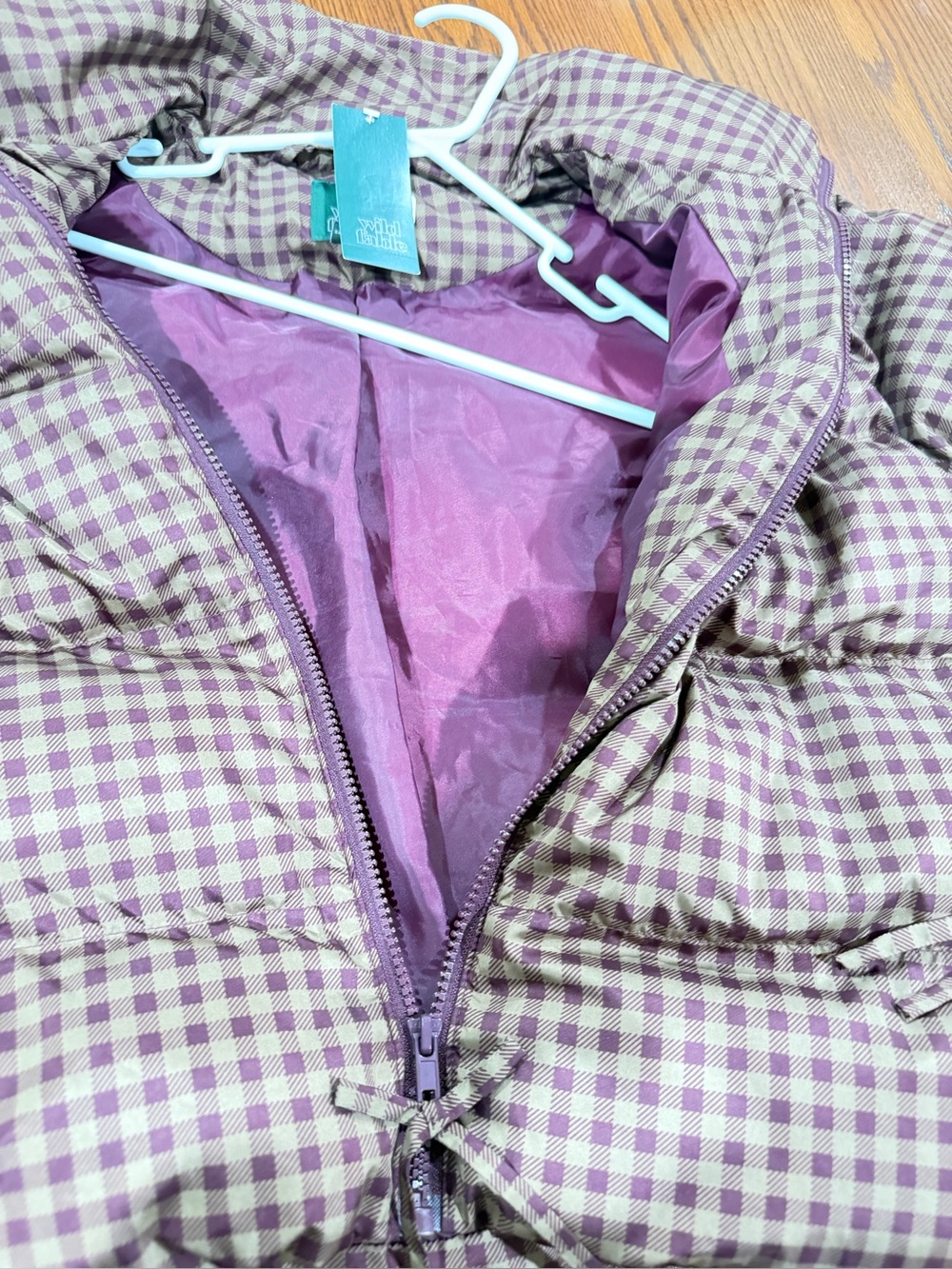 NWT Target Brown/Purple Gingham Puffer Jacket Size Medium - Picture 4 of 10